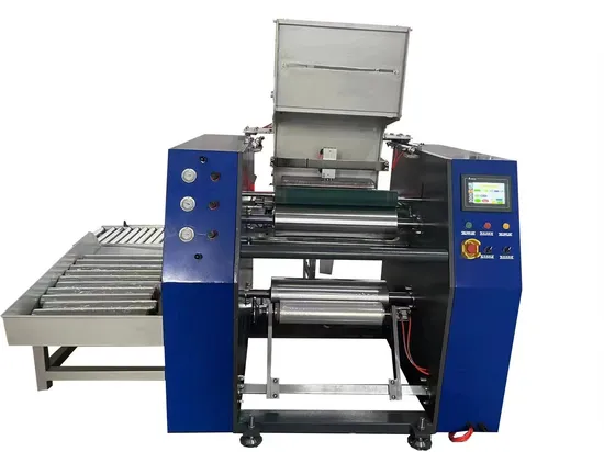 Taglierina e riavvolgitore per film estensibile, riavvolgitore e riavvolgitore jumbo